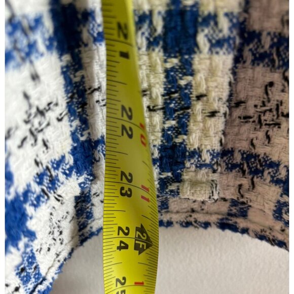 LCW Vision Womens Long Sleeve Button Down Shirt Jacket White Blue Plaid Sz M/L - Picture 8 of 10